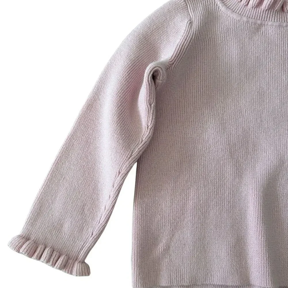 GAP Long Sleeve with Ruffles at Crew Neck and Cuff Pink 4T